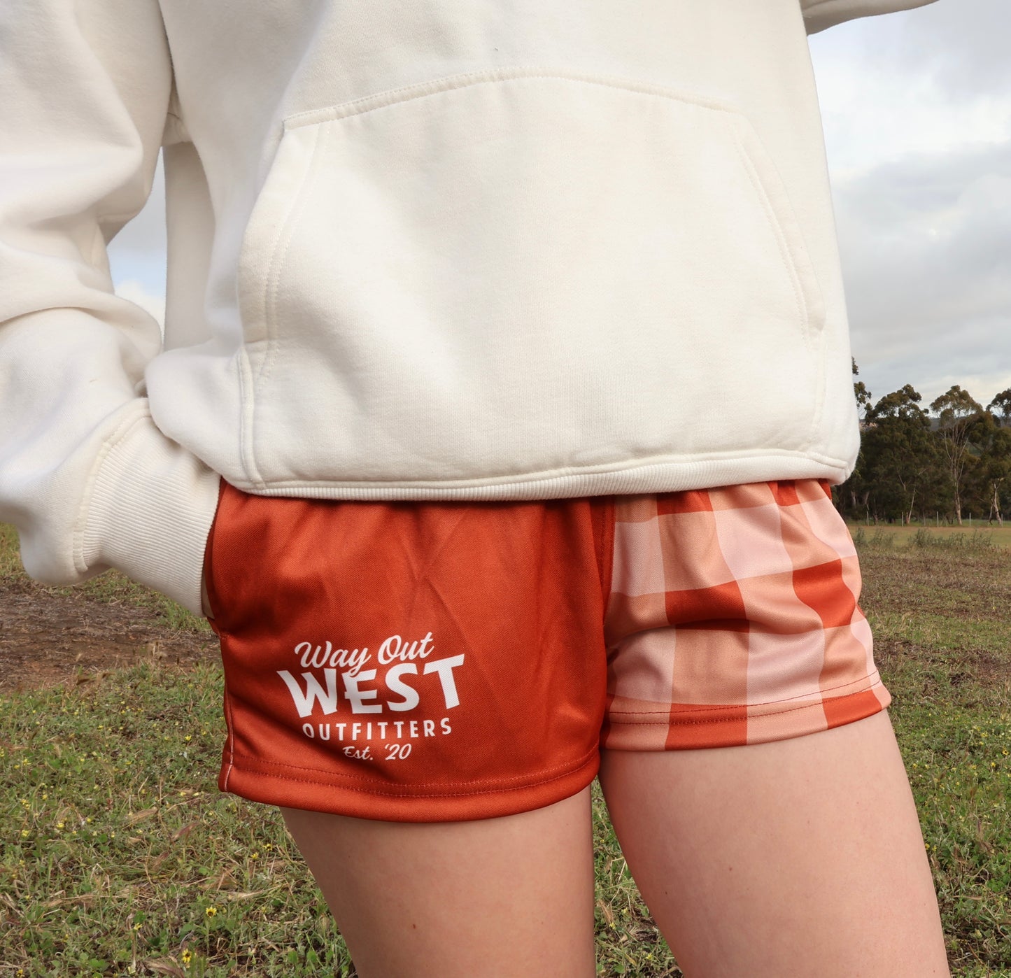 Footy Shorts - Brown Gingham