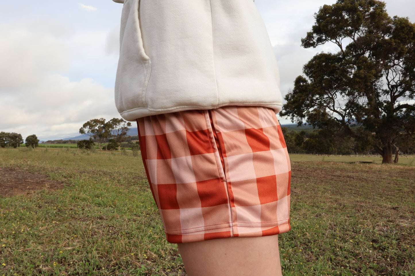 Footy Shorts - Brown Gingham