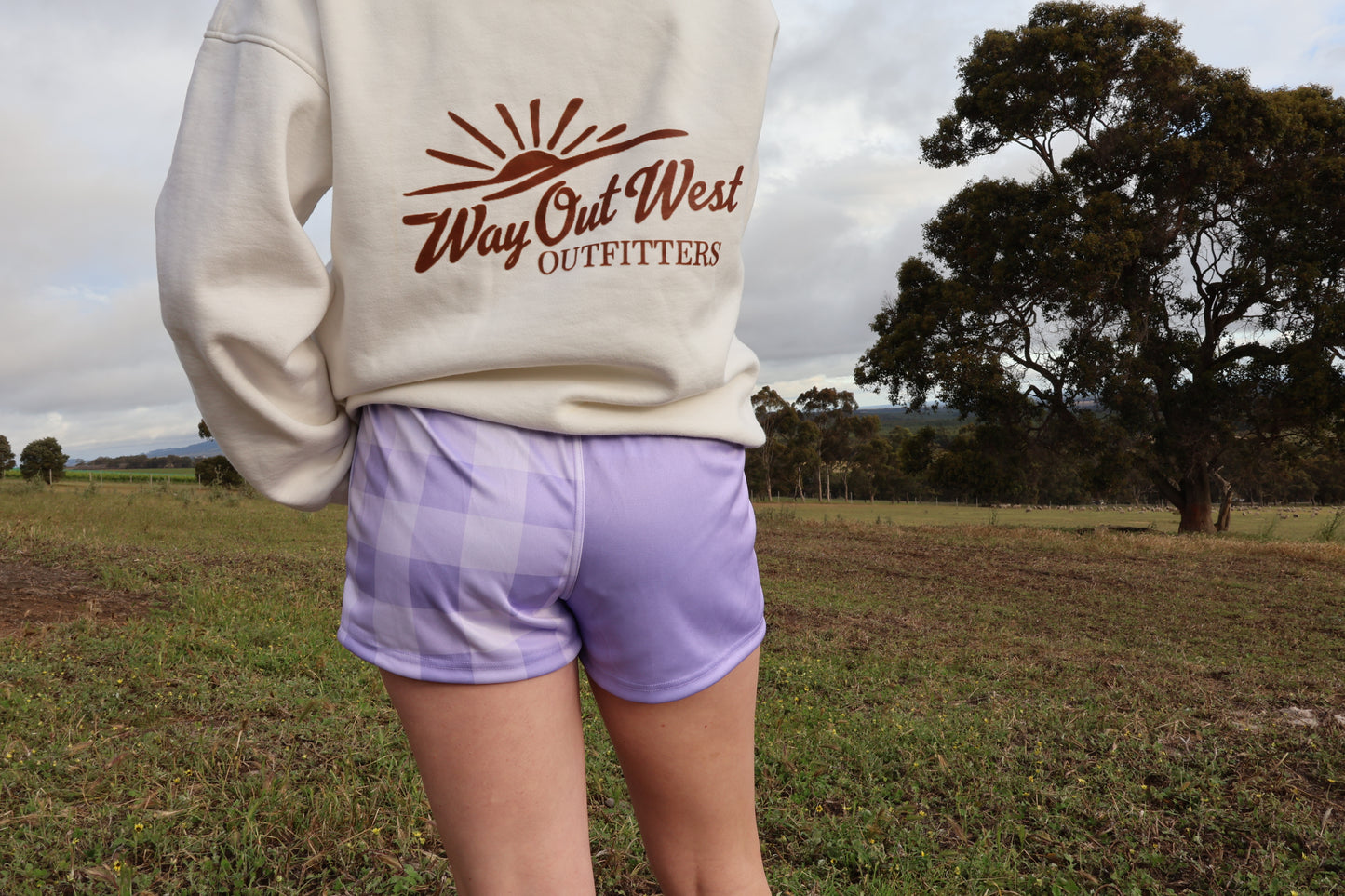 Footy Shorts - Lilac Gingham